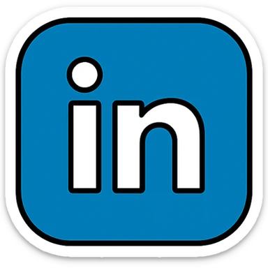 Create a simple, modern, and clean icon style emoji of the LinkedIn logo. Keep the background blue and the letters white, with no additional background around the logo. The style should be a modern and sleek icon style with clear outlines and color. sticker
