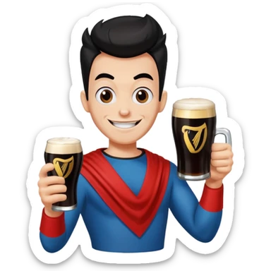 A freakazoid holding a guiness sticker