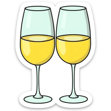 White wine glasses clinking to cheers sticker