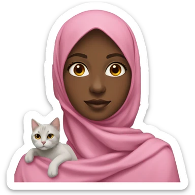 Black girl wearing pink hijab holding a cat and sudan flag🇸🇩  sticker