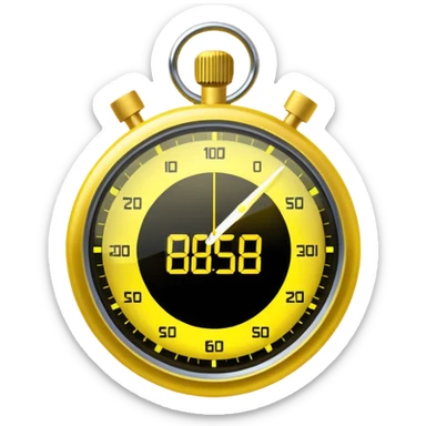 A yellow hologram of a stopwatch sticker