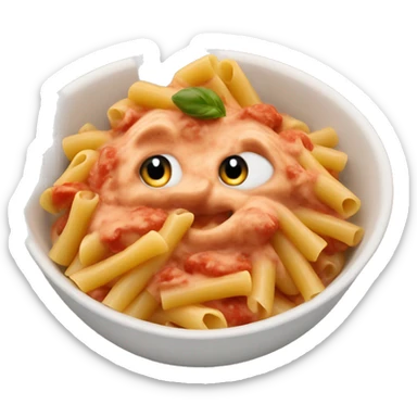Pasta with tomato cream sauce in bowl sticker