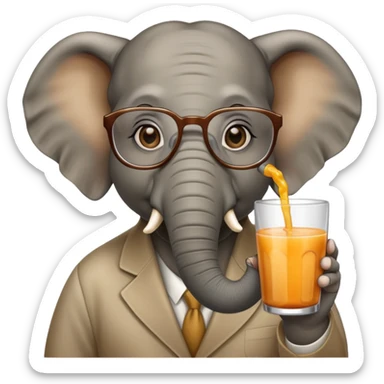 elephant with glasses and drinking juice  sticker