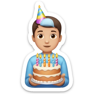 boy with birthday cake without the candles sticker