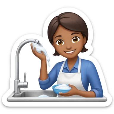 Make an emoji of Amanda hansimikali doing the dishes sticker