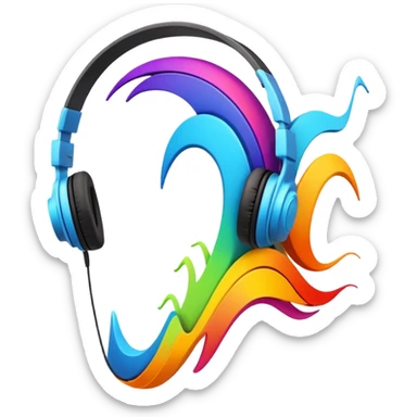 sound wave creature listening to music with headphones sticker
