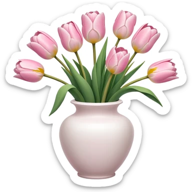Light pink tulips in white vase sticker