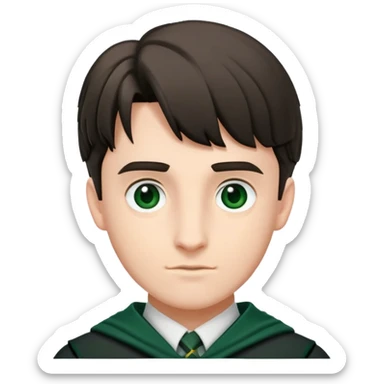Scott Fern is Adrian Pucey  in harry potter, wear hogwarts slytherin uniform sticker