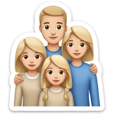 brother with two sisters, happy family portrait sticker