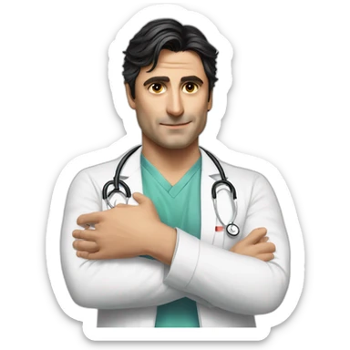 Andrea Montella seriously blessing with the arm with doctor dress sticker