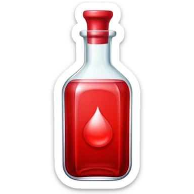 dnd item icon, red health potion squared shape bottle short in height and 'front view sticker