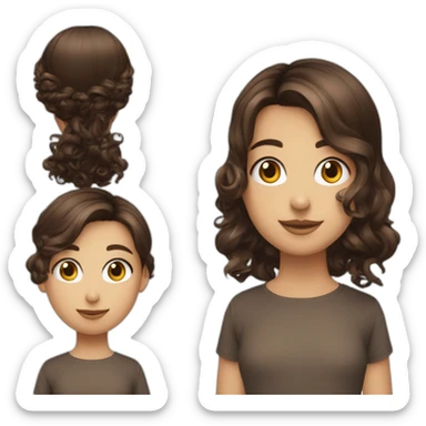 garçon bleu cheveux marrons bouclés avec fille marron cheveux noir lisse sticker