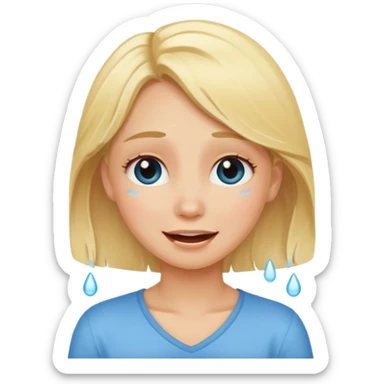 Blonde girl with happy tears sticker