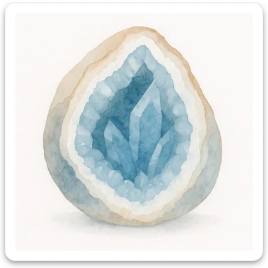 blue crystal geode, watercolor art, soft gradients, delicate details sticker
