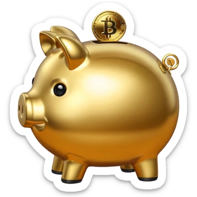 with piggybank with crypto golden piggybank sticker