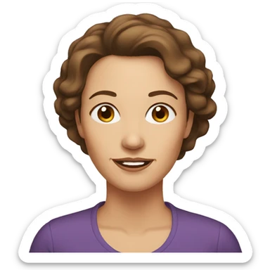 middle aged woman with brown hair and brown eyes  sticker