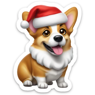 Corgi dog wearing a Santa Claus costume with tongue sticking out sticker