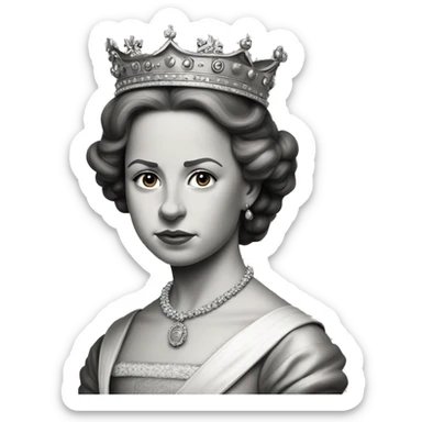angry young queen Elizabeth the first of England without colour background sticker