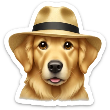 Golden retriever in a hat sticker