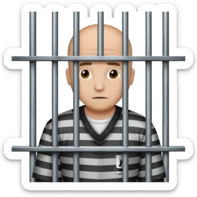 criminal in jail behind bars the bars should be in front of the person and the bars can be over the person's face sticker
