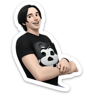 smiling boy in black shirt sticker