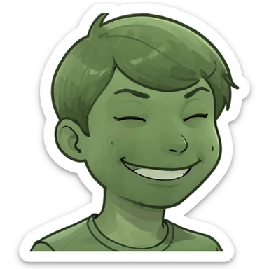 meme boy with short hair, winking expression sticker
