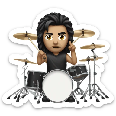 heavy metal drummer black short hair  sticker