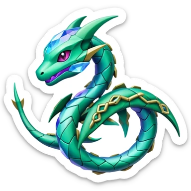 Pokemon legendary purple and cian crystal rayquaza sticker