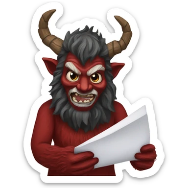 Krampus doing paper mache sticker