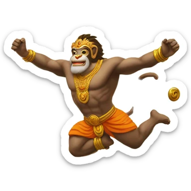 Generate an emoji of hanuman flying towards the sun  sticker