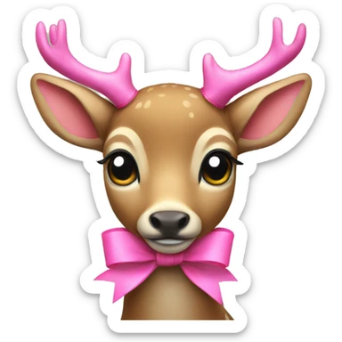 Deer with pink ribbon sticker