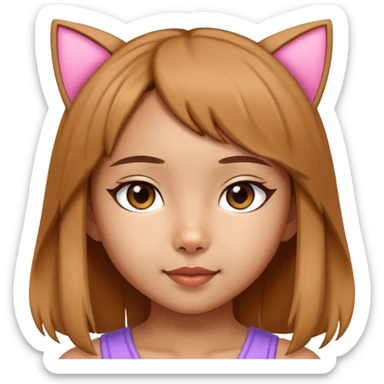 8 years old asian girl with a cat ears sticker