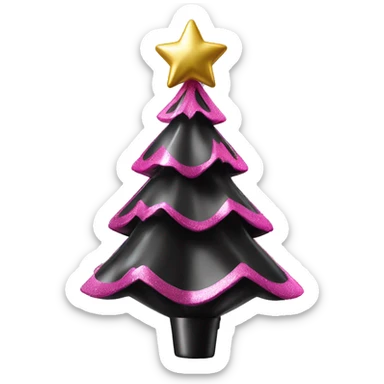 Realistic isolated black and pink metallic christmas tree topper. sticker