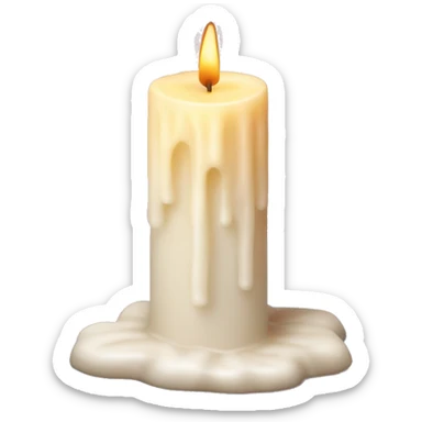  A softly glowing pillar candle with melted wax sticker