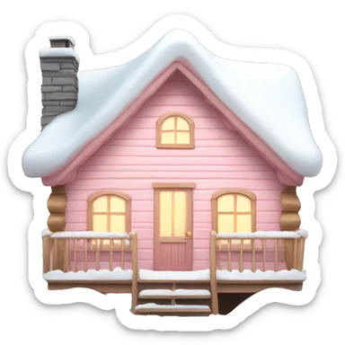 light pink cabin with snow with lights  sticker