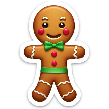 Gingerbread man with bow sticker