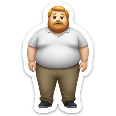 Fat man with belly with ginger shoulder length hair sticker