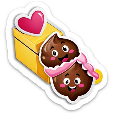poop emoji valentines chocolate box sticker
