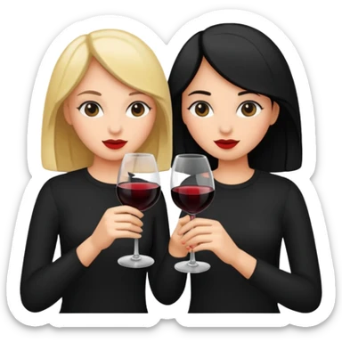 2 girls in black drinking wine sticker