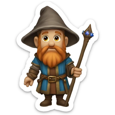 Medieval magic dwarf with a sorcerer staff sticker