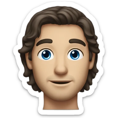 German-Italian American Man with Blue Eyes, Long dark Brown Hair, and Freckles sticker