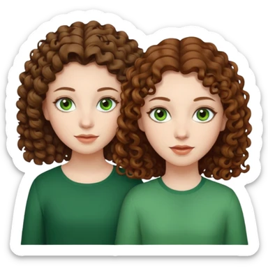 There are two sisters, one have curly brown hair, green eyes and pale skin and the other one have straight brown hair, brown eyes and olive skin sticker