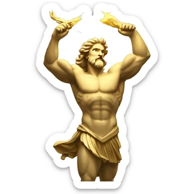 Statue of Zeus carrying lightning  sticker