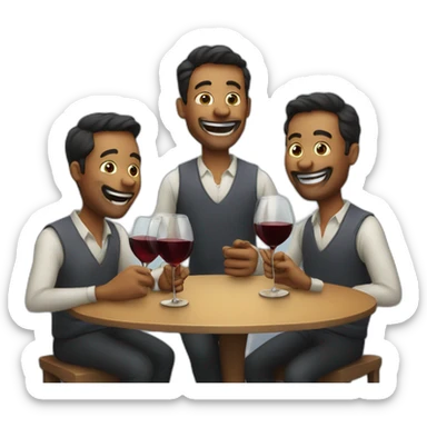 3 men drinking wine and joking sticker