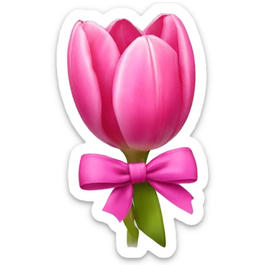 Pink tulips with a bow sticker
