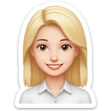 smiling girl in white shirt sticker