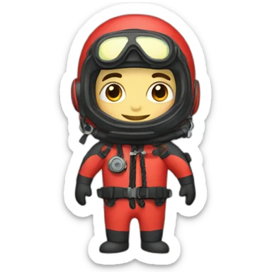 scuba diver with read beanie sticker