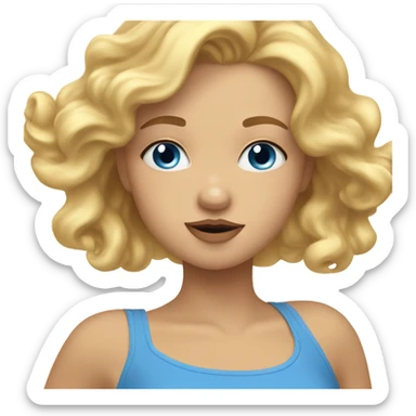 Girl with wavy blonde hair and blue eyes blowing a kiss sticker