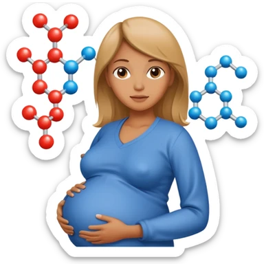 chemical molecule symbol next to a pregnant  sticker