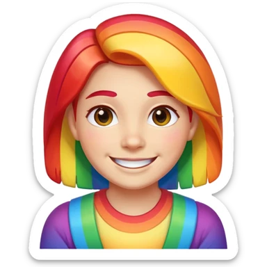 pride character, smiling, rainbow colors, inclusive and joyful vibe, modern Apple emoji style, clean vector look, soft gradients, simple background sticker